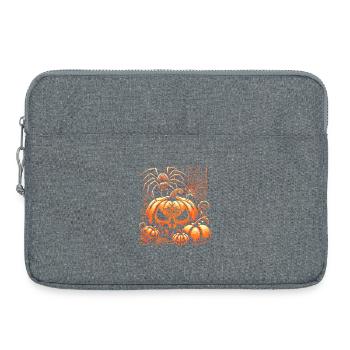 Halloween-Spinne mit Kürbissen - Laptoptasche 15" - Grau meliert - Vorne