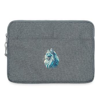 Blue cat head, geometric art, polygons - Laptop bag 15" - heather grey - Front