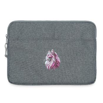 Pink cat head geometric art polygons - Laptop bag 15" - heather grey - Front