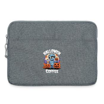 Momie avec citrouille et café d’Halloween - Sacoche pour ordinateur portable 15 pouces - gris chiné - Devant