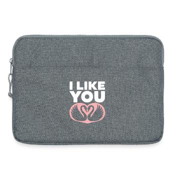 Romantic Swan Couple with I Like You - Laptop bag 15" - heather grey - Front