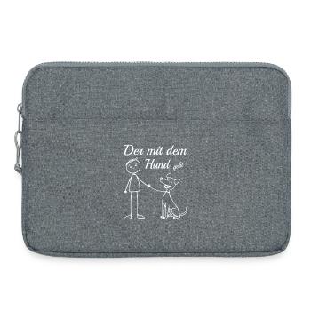 Qui va avec le chien ! - Sacoche pour ordinateur portable 15 pouces - gris chiné - Devant