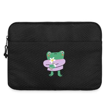 Grenouille mignonne avec fleur - Wholesome Vibes - Sacoche pour ordinateur portable 15 pouces - noir - Devant