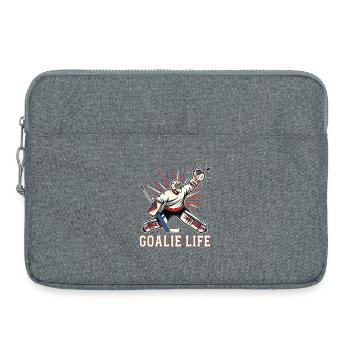 Humour Hockey Joueur Gardien Hockey - Sacoche pour ordinateur portable 15 pouces - gris chiné - Devant