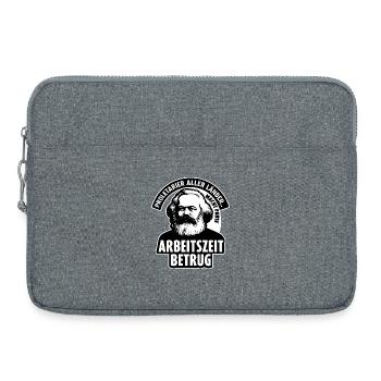 Arbeitszeitbetrug Shirt – Anti Arbeit Meme Design - Laptoptasche 15" - Grau meliert - Vorne
