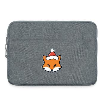 Renard au chapeau de Noël - Sacoche pour ordinateur portable 15 pouces - gris chiné - Devant