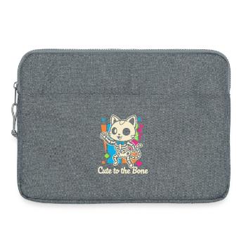 Katzen-Skelett Motiv Schnurrer - Laptoptasche 15" - Grau meliert - Vorne