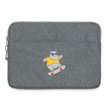 Cooles Nilpferd Skater Skateboard Vektor - Laptoptasche 15" - Grau meliert - Vorne
