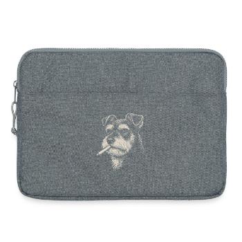 Hundeporträt von Schnauzer mit Zigarette - Laptoptasche 15" - Grau meliert - Vorne