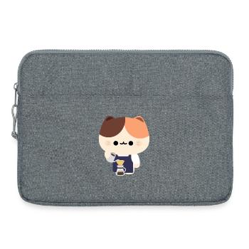 Kawaii Cat Barista Coffee Portrait - Laptop bag 15" - heather grey - Front