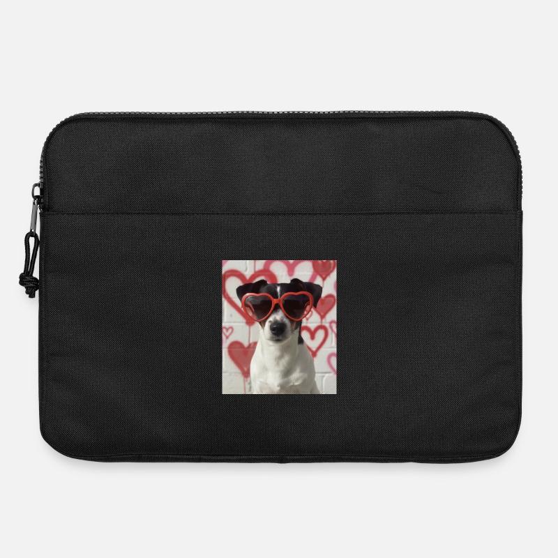 Herzbrille Hund im Graffiti Herz - Laptoptasche 15" - Schwarz