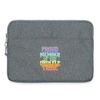 Membre fier de la tribu du ukulélé - Sacoche pour ordinateur portable 15 pouces - gris chiné - Devant