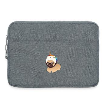 Einhorn Mops Unicorn pug - Laptoptasche 15" - Grau meliert - Vorne