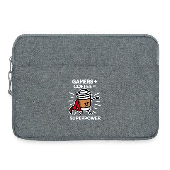 Gamers + coffee = superpower - superhero - hero - Laptop bag 15" - heather grey - Front