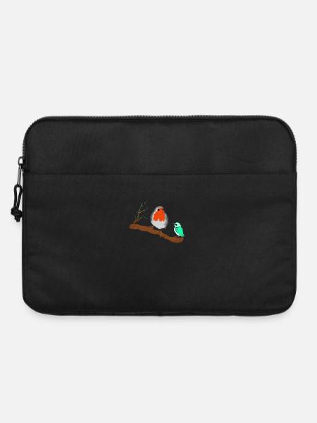 Vögel Rotkehlchen auf Zweig - Laptoptasche 15" - Schwarz