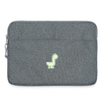 Pastellgrüner Dino Cartoon - Laptoptasche 15" - Grau meliert - Vorne