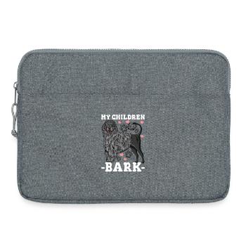 Chien d’eau portugais maman papa - Sacoche pour ordinateur portable 15 pouces - gris chiné - Devant