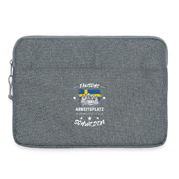 Tausche Arbeitsplatz gegen Hütte Schweden Spruch - Laptoptasche 15" - Grau meliert - Vorne