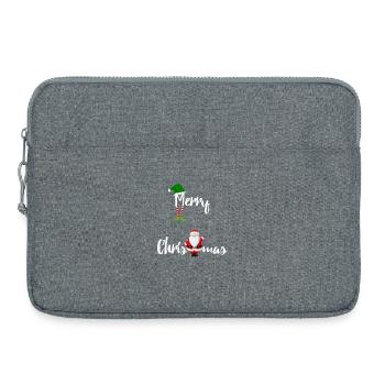 Joyeux Noël avec le Père Noël et l’Elf - Sacoche pour ordinateur portable 15 pouces - gris chiné - Devant