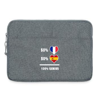 France et Espagne 100 % Genial / Cadeau - Sacoche pour ordinateur portable 15 pouces - gris chiné - Devant