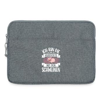 Schwein Landwirtin - Laptoptasche 15" - Grau meliert - Vorne