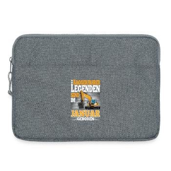 Baggerfahrer Maschinenführer Geburtstag Januar - Laptoptasche 15" - Grau meliert - Vorne