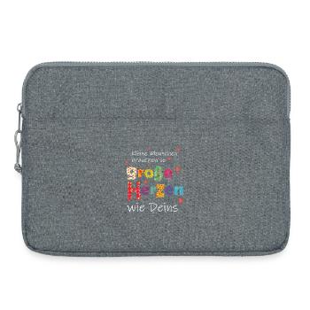 Kleine Menschen brauchen große Herzen - Danke - Laptoptasche 15" - Grau meliert - Vorne