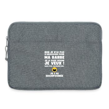 Non je n'ai pas d'Obsession pour ma Barbe - Humour - Sacoche pour ordinateur portable 15 pouces - gris chiné - Devant
