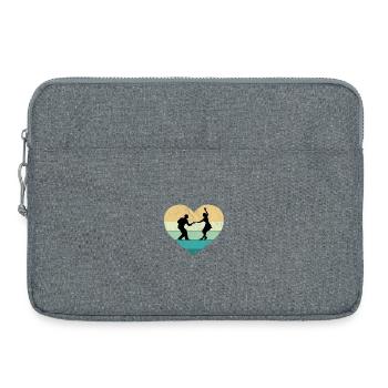 I love Rock'n Roll Couple Retro Heart - Laptop bag 15" - heather grey - Front