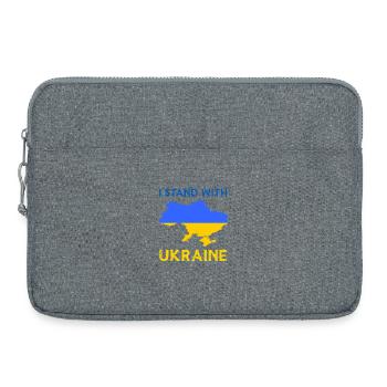 I Stand With Ukraine Flag - Ukraine Strong - Laptop bag 15" - heather grey - Front