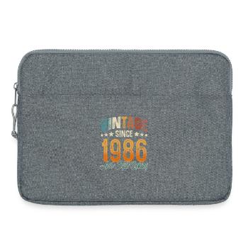 1986 Année de naissance Anniversaire Année de construction Millésime - Sacoche pour ordinateur portable 15 pouces - gris chiné - Devant