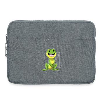 Frosch Angler Angelrute Angeln - Laptoptasche 15" - Grau meliert - Vorne