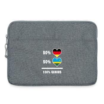 Deutschland und Ruanda 100% Genial / Geschenk - Laptoptasche 15" - Grau meliert - Vorne
