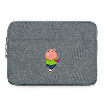 Patins à roulettes Pig Roller - Sacoche pour ordinateur portable 15 pouces - gris chiné - Devant