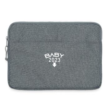 Baby 2023 - Geburt Schwanger 2023 Schwangerschaft - Laptoptasche 15" - Grau meliert - Vorne