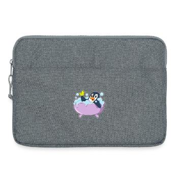 Penguin Bathing Bathtub - Laptop bag 15" - heather grey - Front