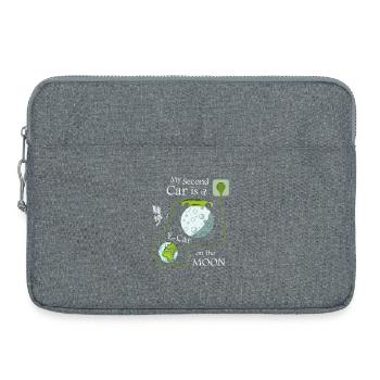 E-Auto auf dem Mond - Laptoptasche 15" - Grau meliert - Vorne