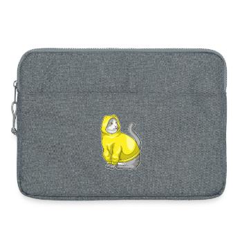 Katze Winter Hoodie - Laptoptasche 15" - Grau meliert - Vorne