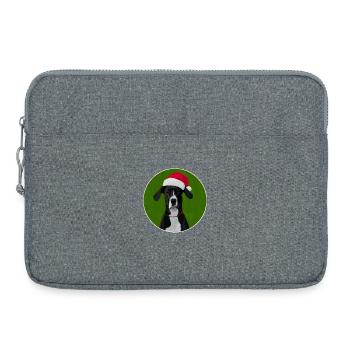 Grand chien danois au chapeau de père Noël pour Noël - Sacoche pour ordinateur portable 15 pouces - gris chiné - Devant