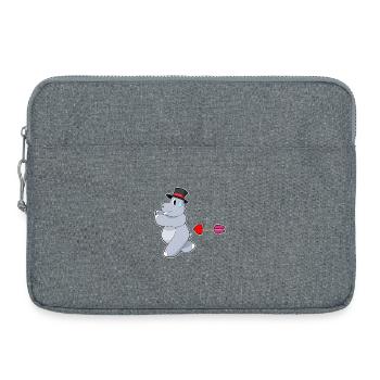 Mariage avec le marié hippopotame au haut-de-forme - Sacoche pour ordinateur portable 15 pouces - gris chiné - Devant