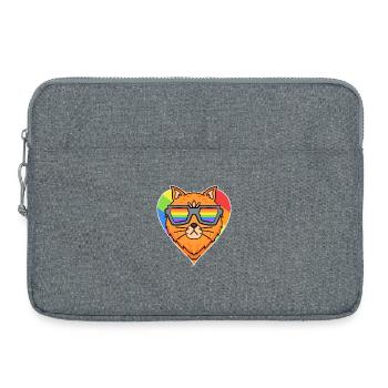 Rainbow - Cat - Laptop bag 15" - heather grey - Front