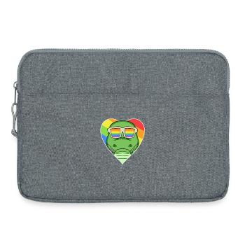 Arc-en-ciel - Crocodile avec lunettes - Sacoche pour ordinateur portable 15 pouces - gris chiné - Devant