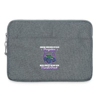 Monstertruck Mädchen Fahrerin Auto Motorsport - Laptoptasche 15" - Grau meliert - Vorne