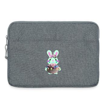 lapin de Pâques mignon avec des œufs de Pâques - Sacoche pour ordinateur portable 15 pouces - gris chiné - Devant