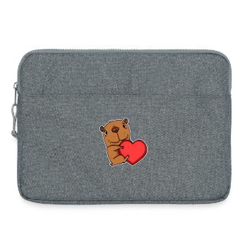 Capybara capybara heart motif - Laptop bag 15" - heather grey - Front