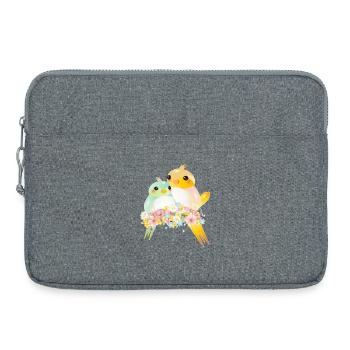 Deux canaris arrondis dans une splendeur de fleurs - Sacoche pour ordinateur portable 15 pouces - gris chiné - Devant