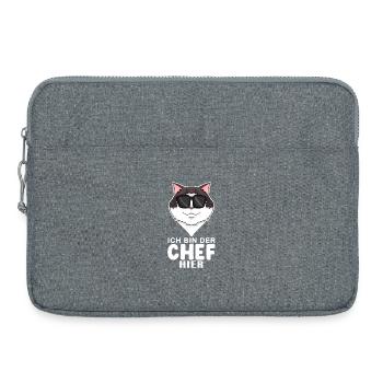 coole Katze - Ragdoll Katze - Chef Spruch - Laptoptasche 15" - Grau meliert - Vorne