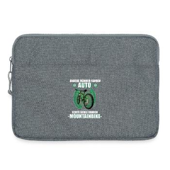 Mountainbike Radsport Fahrrad MTB Downhill Spruch - Laptoptasche 15" - Grau meliert - Vorne
