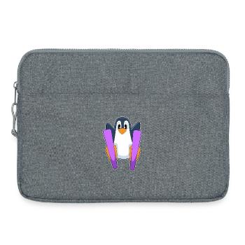 Penguin Skier Ski - Sacoche pour ordinateur portable 15 pouces - gris chiné - Devant