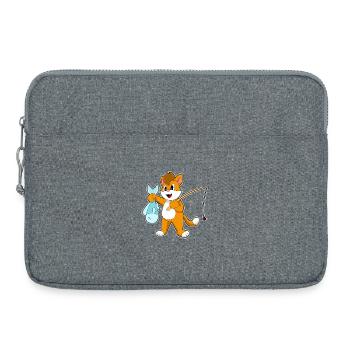 Pêche au chat pêcheur - Sacoche pour ordinateur portable 15 pouces - gris chiné - Devant